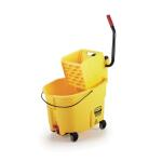 Rubbermaid Commercial Products Yellow WaveBrake 35 Qt. 2.0 Side-Press Mop Bucket with Drain (2064911)