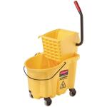 Rubbermaid Commercial Products Yellow WaveBrake 35 Qt. 2.0 Side-Press Mop Bucket with Drain (2064911)