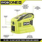 RYOBI 150-Watt Power Source and Charger for ONE+ 18-Volt Battery Generator with 2.0 Ah Battery - Push Button Start