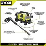 RYOBI Cold Water Wheeled Corded Electric Pressure Washer, 1900 PSI, 1.2 GPM