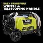 RYOBI Cold Water Wheeled Corded Electric Pressure Washer, 1900 PSI, 1.2 GPM