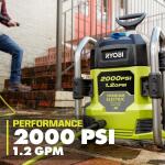 RYOBI Cold Water Corded Electric Pressure Washer, 2000 PSI, 1.2 GPM