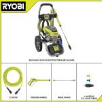 RYOBI High-Performance Cold Water Electric Pressure Washer 2500 PSI, 1.2 GPM