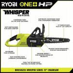 RYOBIONE+ HP 18V Brushless Whisper Series 12 in. Battery Chainsaw (Tool Only) (P2507BTL)