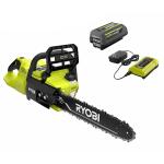 RYOBI 40V HP Brushless 14 in. Battery Chainsaw with 4.0 Ah Battery and Charger (RY405100)