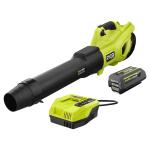 RYOBI40V HP Brushless Whisper Series 160 MPH 650 CFM Cordless Battery Leaf Blower with 4.0 Ah Battery and Charger (RY404014K)