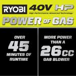 RYOBI40V HP Brushless Whisper Series 160 MPH 650 CFM Cordless Battery Leaf Blower with 4.0 Ah Battery and Charger (RY404014K)