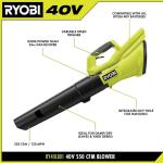 RYOBI40-Volt (120 MPH & 550 CFM) Cordless Battery Blower With 4.0 Ah Battery and Charger