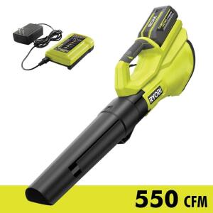 RYOBI40-Volt (120 MPH & 550 CFM) Cordless Battery Blower With 4.0 Ah Battery and Charger