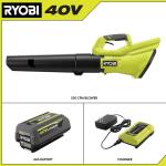 RYOBI40-Volt (120 MPH & 550 CFM) Cordless Battery Blower With 4.0 Ah Battery and Charger