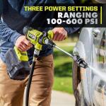 RYOBI 40V HP EZClean Brushless Cordless Cold Water Power Cleaner, 600 PSI, 0.7 GPM with 2.0 Ah Battery and Charger