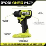 RYOBI ONE+ HP 18V Brushless Cordless Compact 1/4 in. Hex Impact Driver Kit with (2) 1.5 Ah Batteries and Charger (PSBID02K2)