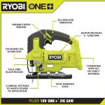 RYOBI ONE+ 18V Cordless Jig Saw (Tool Only) (PCL525B)