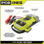 RYOBIONE+ 18V Cordless 1600A Jump Starter with LED Work Light Kit with 2.0 Ah Battery and Charger (P7110)