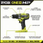 Ryobi ONE+ HP 18V Brushless Cordless 1/2-Inch Drill/Driver Kit featuring (2) 2.0 Ah HIGH PERFORMANCE Batteries, a Charger, and a Bag