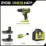 Ryobi ONE+ HP 18V Brushless Cordless 1/2-Inch Drill/Driver Kit featuring (2) 2.0 Ah HIGH PERFORMANCE Batteries, a Charger, and a Bag