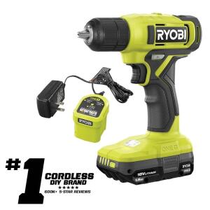 Ryobi ONE+ 18V Cordless 3/8-Inch Drill/Driver Kit, including a 1.5 Ah Battery and Charger