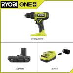 RYOBI ONE+ 18V Cordless 1/2 in. Drill/Driver Kit with (1) 1.5 Ah Battery and Charger (PCL206K1)