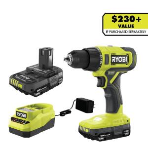 RYOBI ONE+ 18V Cordless 1/2 in. Drill/Driver Kit with (2) 1.5 Ah Batteries and Charger (PCL206K2)