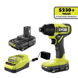 RYOBIONE+ 18V Cordless 1/4 in. Impact Drill/Driver Kit with (2) 1.5 Ah Batteries and Charger (PCL235K2)