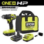 RYOBI ONE+ HP 18V Brushless Cordless Compact 1/2in. Drill/Driver Kit with (2) 1.5 Ah Batteries and Charger (PSBDD02K2)