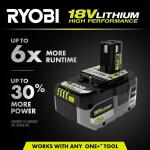 RYOBIONE+ 18V Lithium-Ion 6.0 Ah HIGH PERFORMANCE Battery