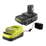 RYOBIONE+ 18V Lithium-Ion Compact Battery and Charger Starter Kit 2.0 Ah