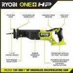 RYOBI ONE+ HP 18V Brushless Cordless Reciprocating Saw (Tool Only) (PBLRS01B)