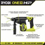 Ryobi 18V ONE+ HP Brushless Cordless 1 in. SDS-Plus Rotary Hammer Drill (Tool Only)