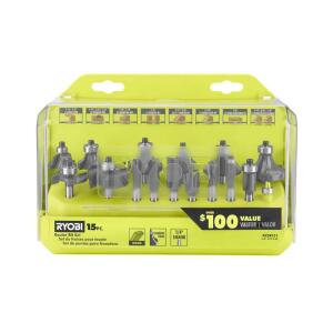 RYOBI Shank Carbide Router Bit Set (15-Piece) (A25R151)