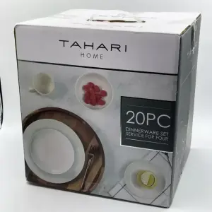 Tahari Home 20-Piece White Ceramic Stoneware