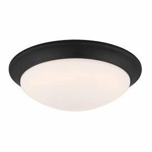 Hampton Bay Stetson 11 in. Integrated LED Flush Mount Transitional Satin Bronze, 5CCT with Frosted Clear Glass ShadeFor Kitchen (HB1022C-5CCT-34)