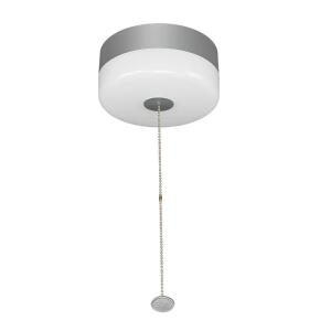 Commercial Electric 7 in. Spin Light Pull Chain LED Flush Mount Ceiling LightSatin Nickel Accent, 11.5W, Soft White 3000K E26 Base Installation (565901110)