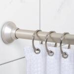 Zenna Home NeverRust 72 in. Aluminum Adjustable Tension Decorative Shower Rod in Satin Nickel (72M3ALBNL)