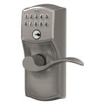 SchlageCamelot Satin Nickel Electronic Keypad Door Lock with Accent Handle and Flex Lock (892174)