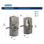 SchlageCamelot Satin Nickel Electronic Keypad Door Lock with Accent Handle and Flex Lock (892174)