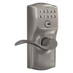 SchlageCamelot Satin Nickel Electronic Keypad Door Lock with Accent Handle and Flex Lock (892174)