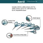 Anvil Straight Scissors 5-Piece (90841)