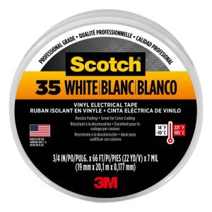 Scotch0.75 in. x 66 ft. x 7 mil #35 Electrical Tape, White (10828-DL-2W)