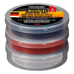 Scotch3/4 in. x 66 ft. Vinyl Electrical Tape, Black/Red and White (3-Pack) (6132-10828/6)