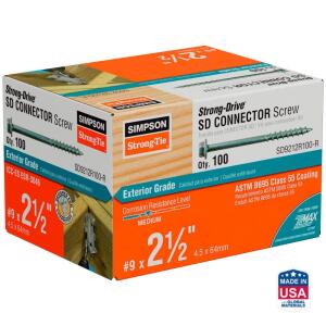 Simpson Strong-Tie#9 x 2-1/2 in. 1/4-Hex Drive, Strong-Drive SD Connector Screw (100-Pack) (SD9212R100-R)