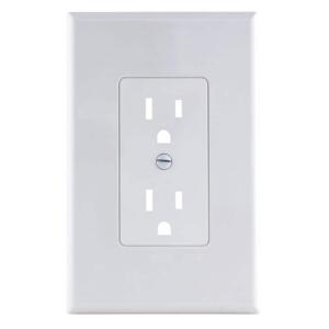 Commercial Electric1-Gang Duplex Midway/Maxi Sized Cover-up Plastic Wall Plate, White (Smooth Finish) - PPCW-R