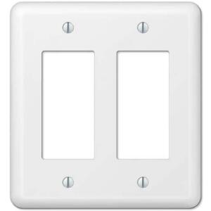 Hampton BayDeclan 2-Gang Smooth White Rocker Metal Steel Wall Plate (BPMSPW-RR)