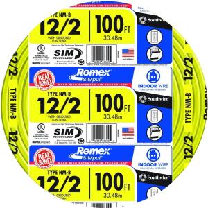 Southwire 100 ft. 12/2 Solid Romex SIMpull CU NM-B W/G Wire - Yellow