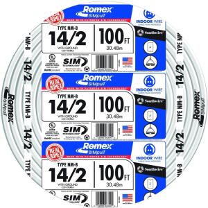 Southwire 100 ft. 14/2 Solid Romex SIMpull CU NM-B W/G Wire - White