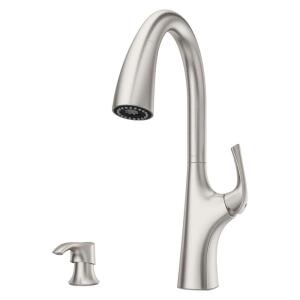 Pfister Ladera Single-Handle Kitchen Faucet with Pull-Down Sprayer and Soap Dispenser in Spot Defense Stainless Steel (F-529-7LRRGS)