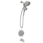 MOEN Brecklyn Single Handle 6-Spray Tub Shower Faucet, Magnetix Rainshower in Spot Resist Brushed Nickel (Valve Included)