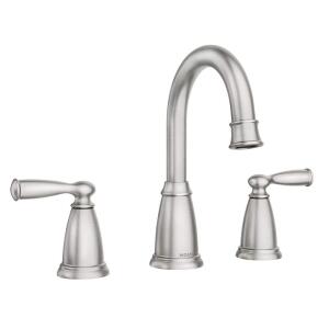 Moen Banbury 8 in. Spot Resist Brushed Nickel Widespread Double Handle High-Arc Bathroom Faucet (Valve Included)