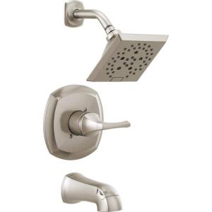 Delta Exclusive Portwood Rough Included Single-Handle 5-Spray Tub and Shower Faucet 1.75 GPM in SpotShield Brushed Nickel Valve Included