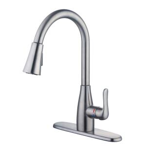 Glacier Bay McKenna Single-Handle Pull-Down Kitchen Faucet in Stainless Steel with TurboSpray and FastMount